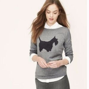 ☔️🔹️Loft Gray & Black Scottie Dog Lightweight Sweater Medium